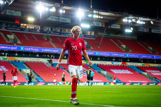 Morten Thorsby of Norway looks dejected