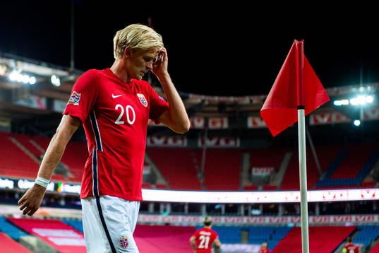 Morten Thorsby of Norway looks dejected