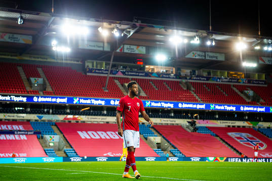 Joshua King of Norway looks dejected