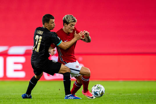 Stefan Lainer of Austria and Mathias Normann of Norway