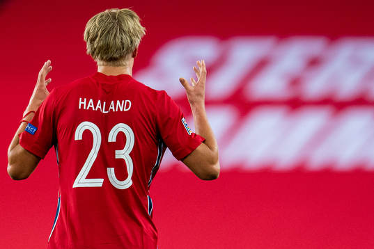 Erling Braut Haaland of Norway celebrates