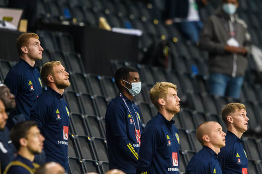 Dejan Kulusevski and Alexander Isak of Sweden in the stands