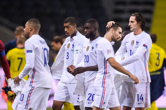 Presnel Kimpembe, Dayot Upamecano and Adrien Rabiot of