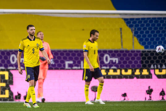 Marcus Berg of Sweden looks dejected