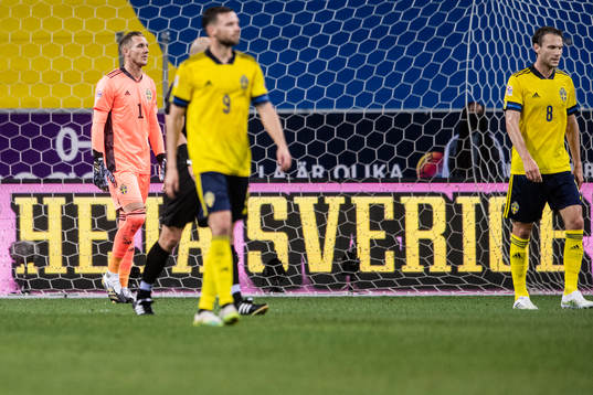 goalkeeper Robin Olsen of Sweden looks dejected
