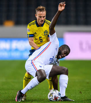 Pierre Bengtsson of Sweden and Dayot Upamecano of France