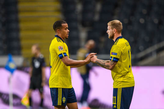 Robin Quaison of Sweden and John Guidetti of Sweden