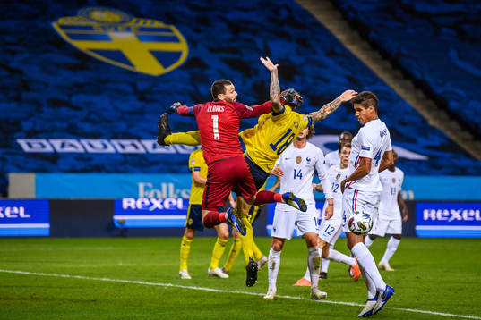 Goalkeeper Hugo Lloris of France and Pontus Jansson of