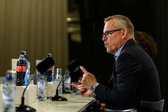 Head coach Janne Andersson of Sweden at a press conference