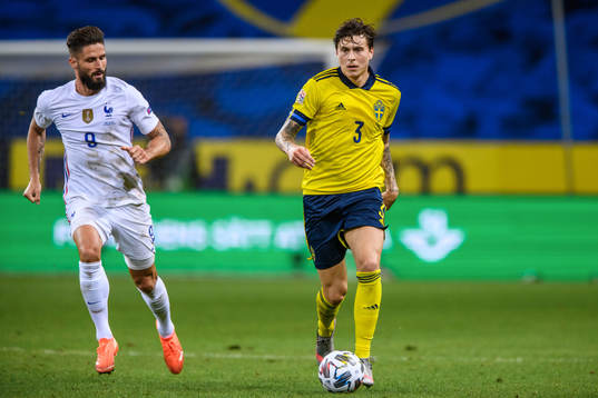 Jonathan Ikoné of France and Victor Nilsson Lindelöf of