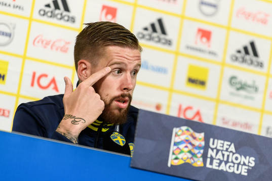 Pontus Jansson of Sweden at a press conference