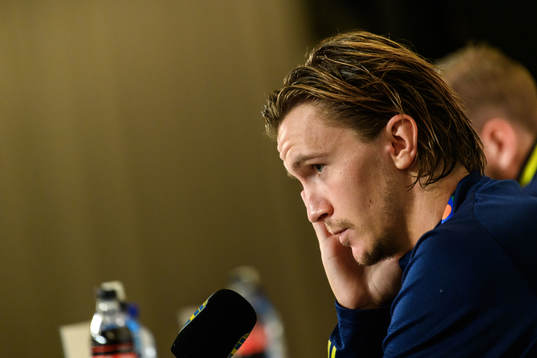 Kristoffer Olsson of Sweden at a press conference