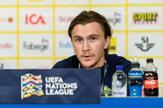 Kristoffer Olsson of Sweden at a press conference