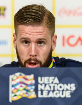 Pontus Jansson of Sweden at a press conference