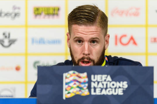 Pontus Jansson of Sweden at a press conference
