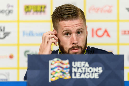 Pontus Jansson of Sweden at a press conference