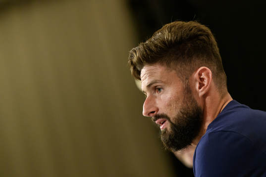 Olivier Giroud of France at a press conference