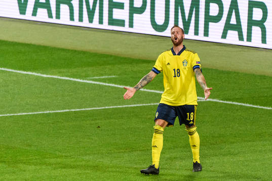 Pontus Jansson of Sweden reacts