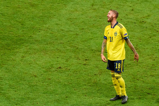 Pontus Jansson of Sweden reacts