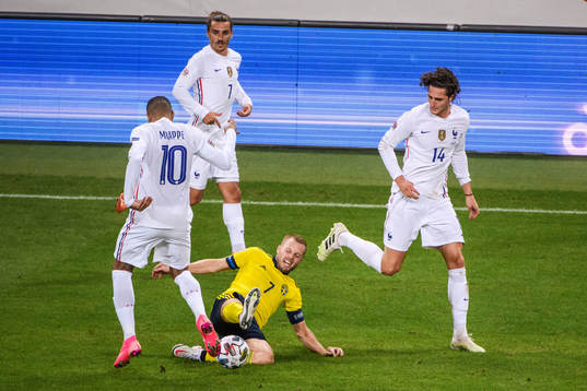Kylian Mbappé, Antoine Griezmann and Adrien Rabiot of
