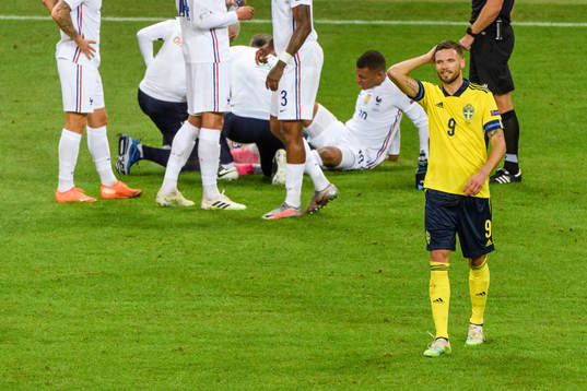 Marcus Berg of Sweden looks dejected