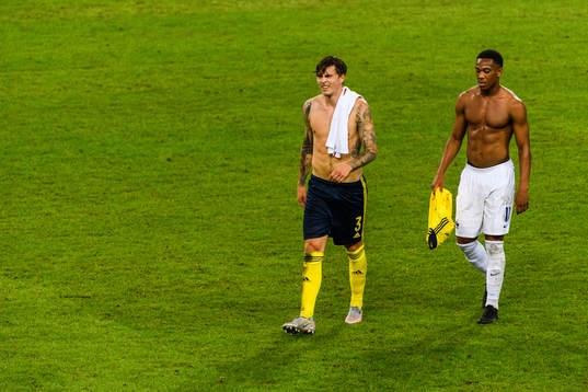 Victor Nilsson Lindelöf of Sweden and Anthony Martial of