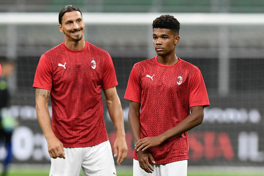 Zlatan Ibrahimovic and Emil Roback of Milan