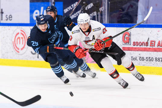 Djurgårdens Sebastian Strandberg och Malmö Redhawks