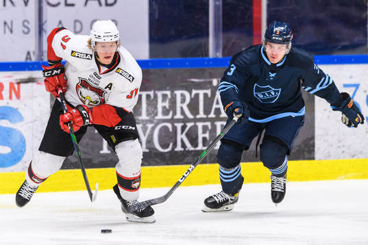 Malmö Redhawks Emil Sylvegård och Djurgårdens Tobias
