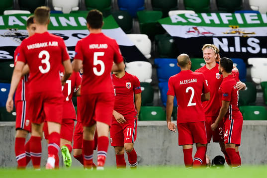 Erling Braut Haaland of Norway celebrates the 1-2 goal