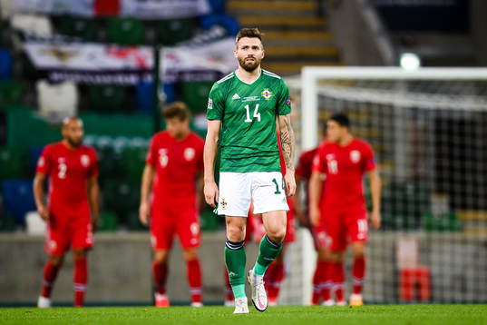 Stuart Dallas of Northern Ireland looks dejected