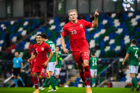 Erling Braut Haaland of Norway celebrates the 1-2 goal