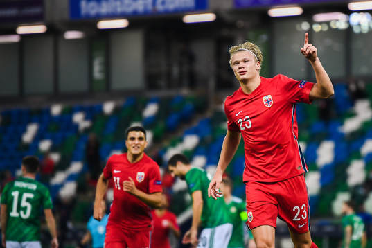 Erling Braut Haaland of Norway celebrates the 1-2 goal
