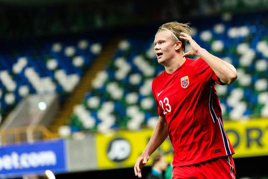 Erling Braut Haaland of Norway celebrates the 1-5 goal