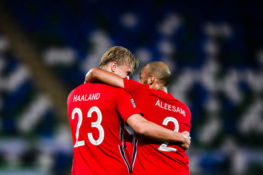 Erling Braut Haaland and Haitam Aleesami of Norway