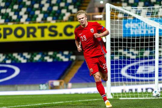 Erling Braut Haaland of Norway celebrates the 1-5 goal