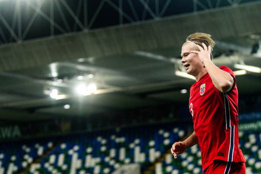 Erling Braut Haaland of Norway celebrates the 1-5 goal
