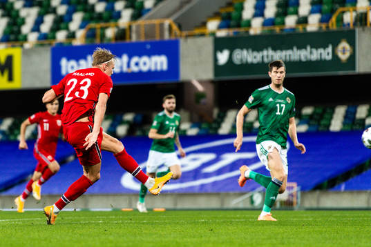 Erling Braut Haaland of Norway scores the 1-5 goal