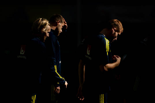 Emil Forsberg, John Guidetti and Dejan Kulusevski of the