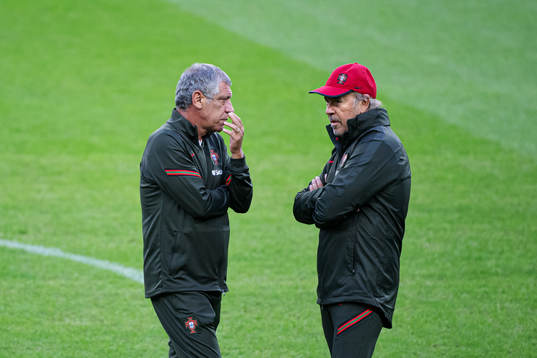 Head coach Fernando Santos and coach Ilidio Vale of the