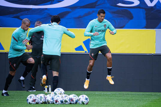 Pepe and Cristiano Ronaldo of the Portuguese national