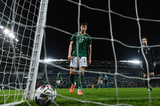 Paddy McNair and goalkeeper Bailey Peacock-Farrell of