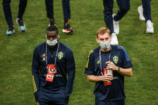 Ken Sema and Dejan Kulusevski of Sweden