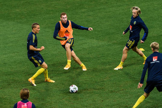Ludwig Augustinsson , Dejan Kulusevski and Emil Forsberg of