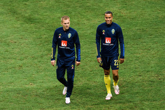 Sebastian Larsson and Robin Quaison of Sweden