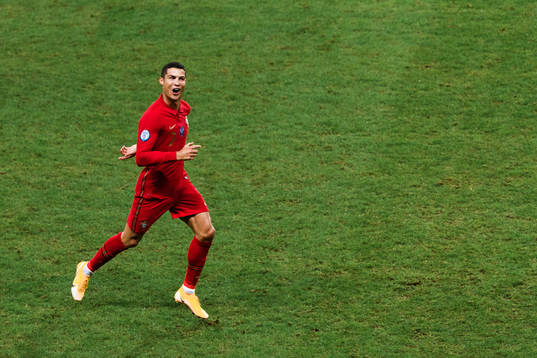 Cristiano Ronaldo of Portugal celebrates the 0-1 goal