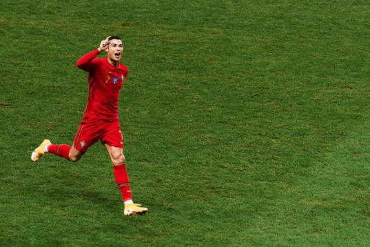 Cristiano Ronaldo of Portugal celebrates the 0-1 goal