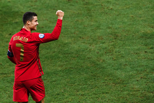 Cristiano Ronaldo of Portugal celebrates the 0-1 goal