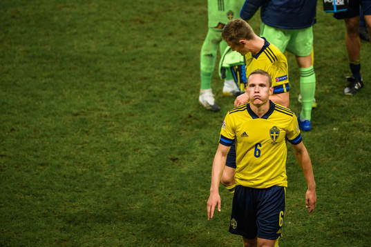 Ludwig Augustinsson of Sweden looks dejected