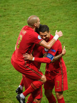 Cristiano Ronaldo of Portugal celebrate with Pepe